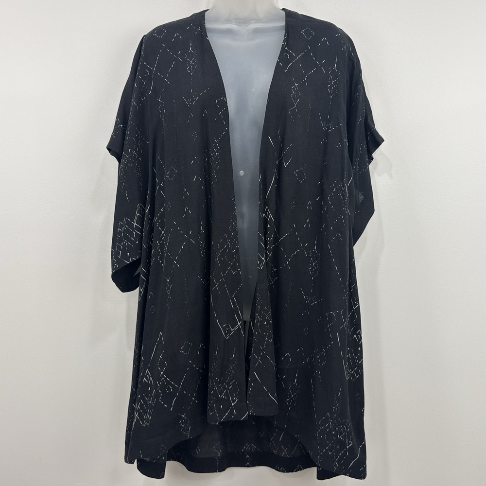 Eileen Fisher Marrakesh Silk Kimono S/M Geometric Quiet Luxury Chic Oversized